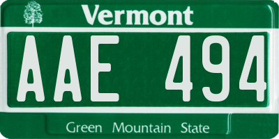 VT license plate AAE494
