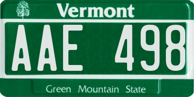 VT license plate AAE498