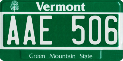VT license plate AAE506