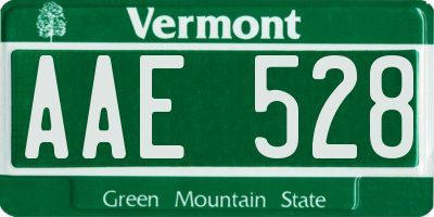VT license plate AAE528