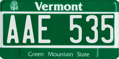 VT license plate AAE535