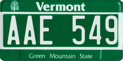 VT license plate AAE549