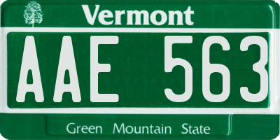 VT license plate AAE563