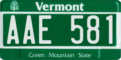 VT license plate AAE581