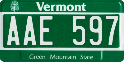 VT license plate AAE597