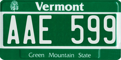 VT license plate AAE599