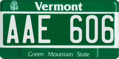 VT license plate AAE606