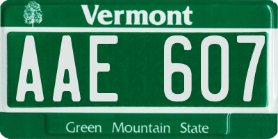 VT license plate AAE607
