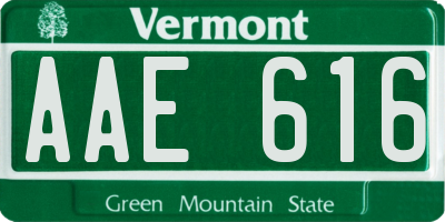 VT license plate AAE616