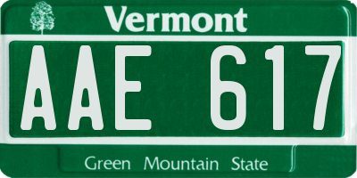 VT license plate AAE617