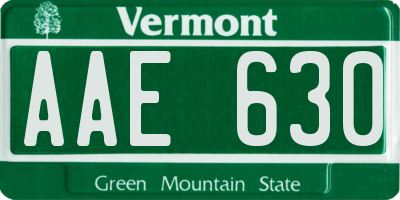 VT license plate AAE630