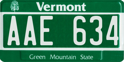VT license plate AAE634