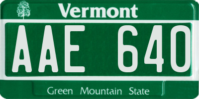 VT license plate AAE640