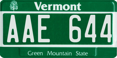 VT license plate AAE644