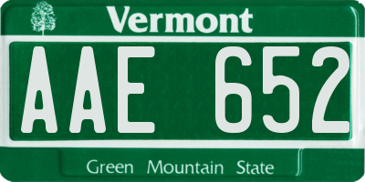 VT license plate AAE652