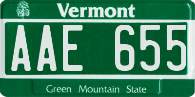 VT license plate AAE655