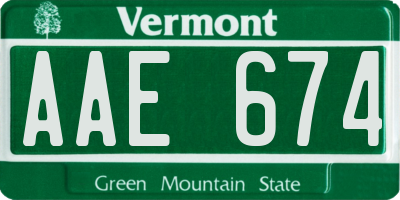 VT license plate AAE674