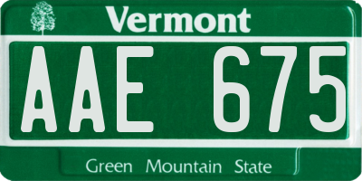 VT license plate AAE675