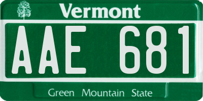 VT license plate AAE681