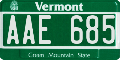 VT license plate AAE685