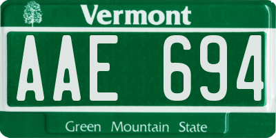 VT license plate AAE694