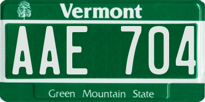 VT license plate AAE704