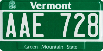 VT license plate AAE728