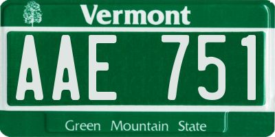 VT license plate AAE751
