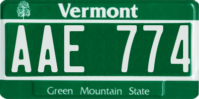VT license plate AAE774