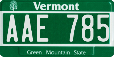 VT license plate AAE785