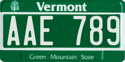 VT license plate AAE789