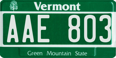VT license plate AAE803