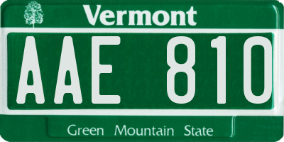 VT license plate AAE810