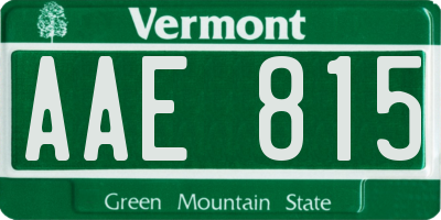 VT license plate AAE815