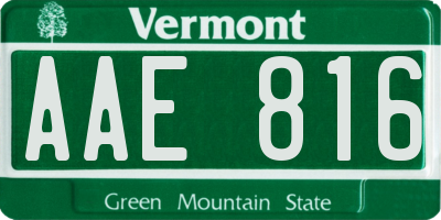 VT license plate AAE816