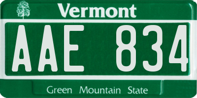 VT license plate AAE834