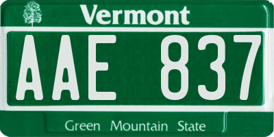 VT license plate AAE837