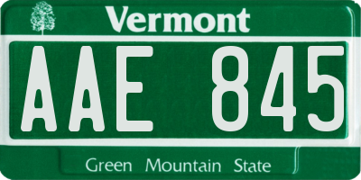 VT license plate AAE845