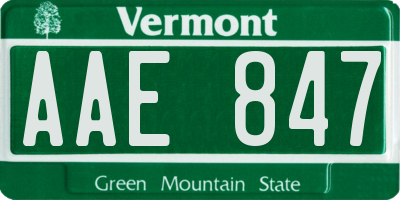 VT license plate AAE847