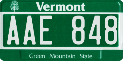 VT license plate AAE848