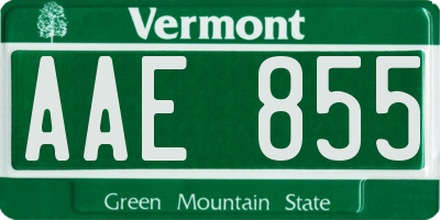 VT license plate AAE855