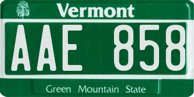 VT license plate AAE858
