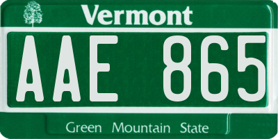 VT license plate AAE865