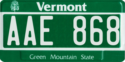 VT license plate AAE868