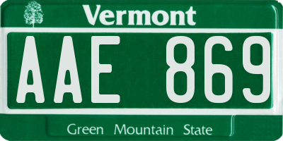 VT license plate AAE869