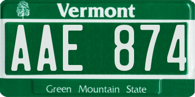 VT license plate AAE874