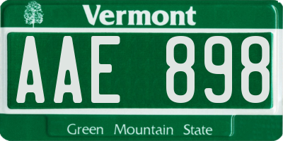 VT license plate AAE898