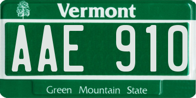 VT license plate AAE910