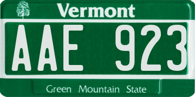 VT license plate AAE923