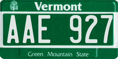 VT license plate AAE927